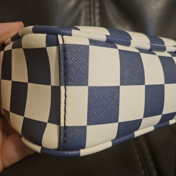 Marc Jacobs Sally Blue White Checker Square Gold Crossbody - Picture 9 of 11